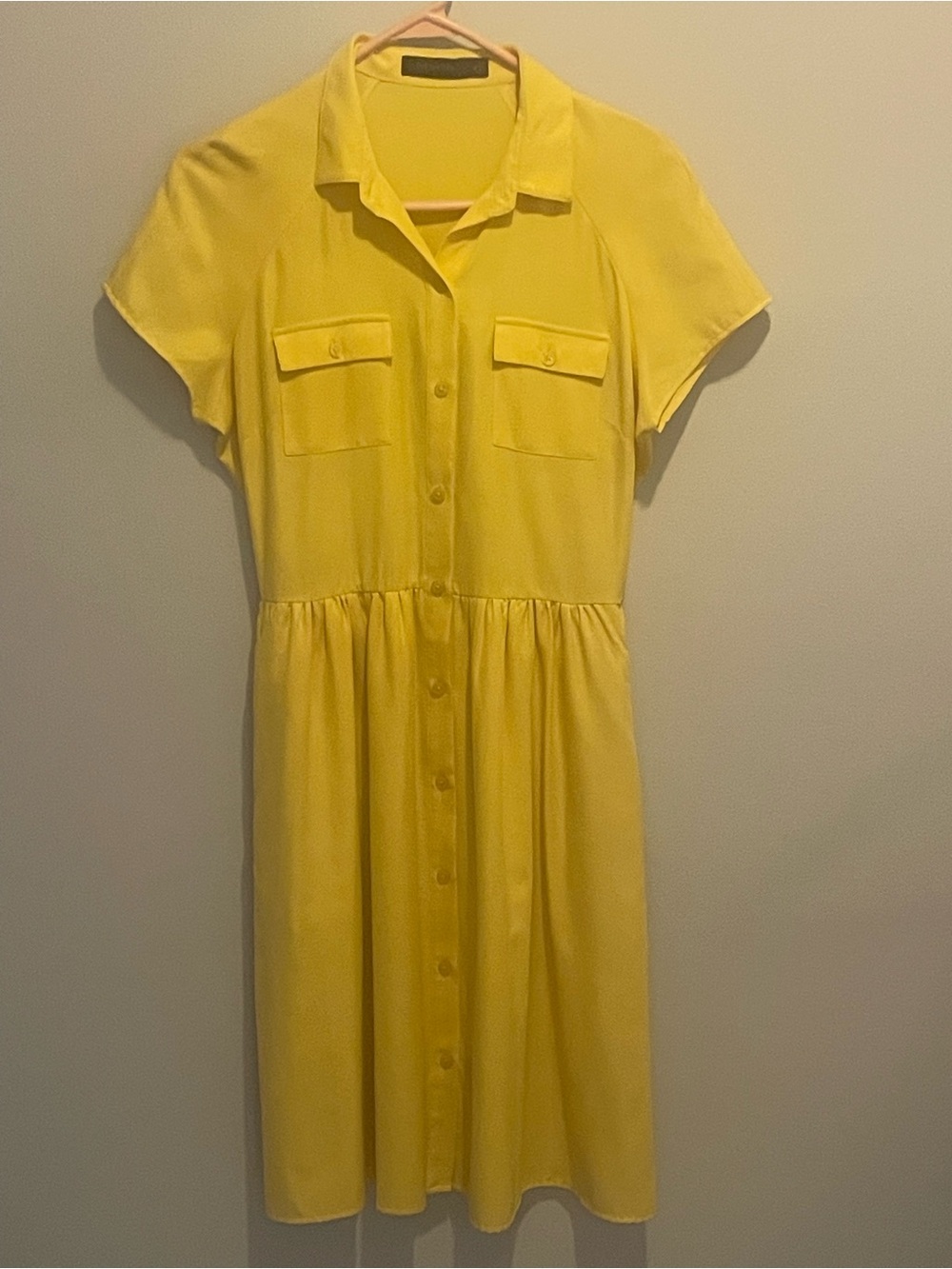 The Limited Yellow Button-Front Knee Length Shirtdress Size 4 - Picture 2 of 5